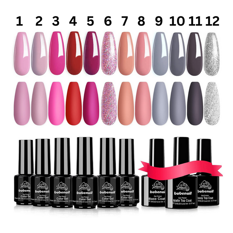 Babenail gel nail  colors box 12+3 pcs