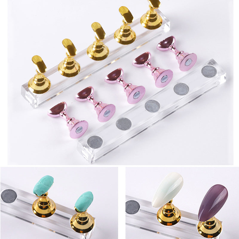 10.5X7X1.5cm 5Pcs Magnetic Multi-color Magnet Nail Tip Display Work Stand Set Press On Nail Tool Nail Art Practice Showing Shelf