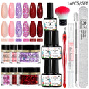 MEET ACROSS Dipping Nail Powder Set Glitter Nude Red Pink Purple Natural Dry Dipping Nail Powder System Kit Nail Art Manicure