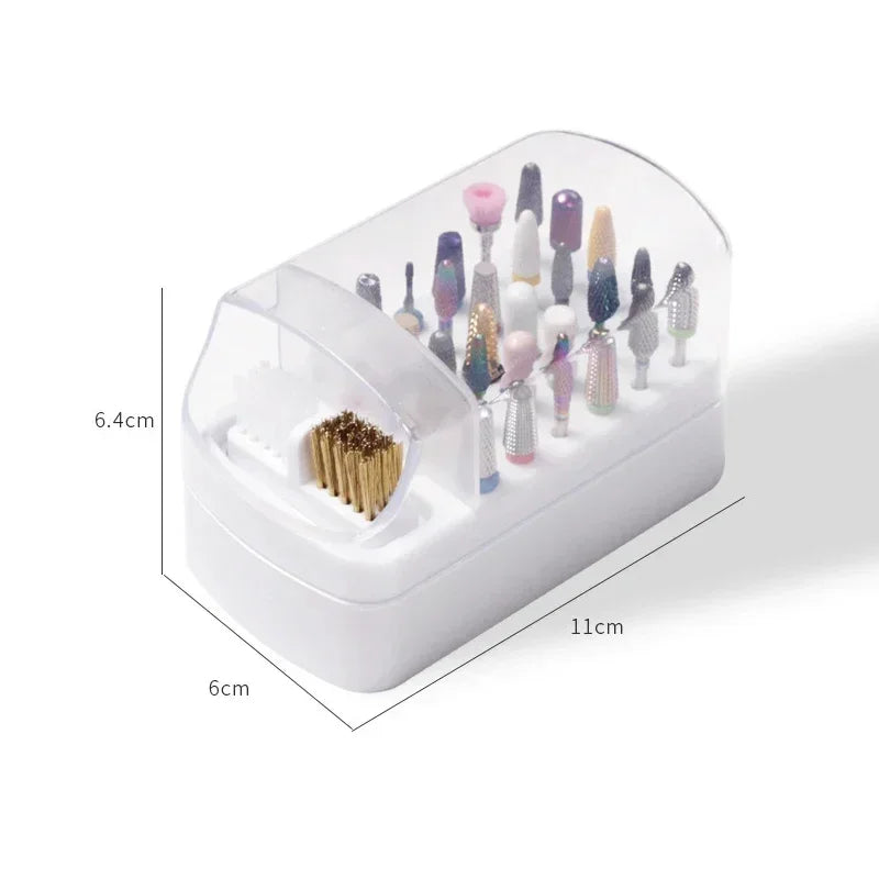 10/30 Holes Nail Art Drill Storage Box Grinding Polish Head Bit Holder Display Nails Drill Bits Organizer Stand Manicure Uñas