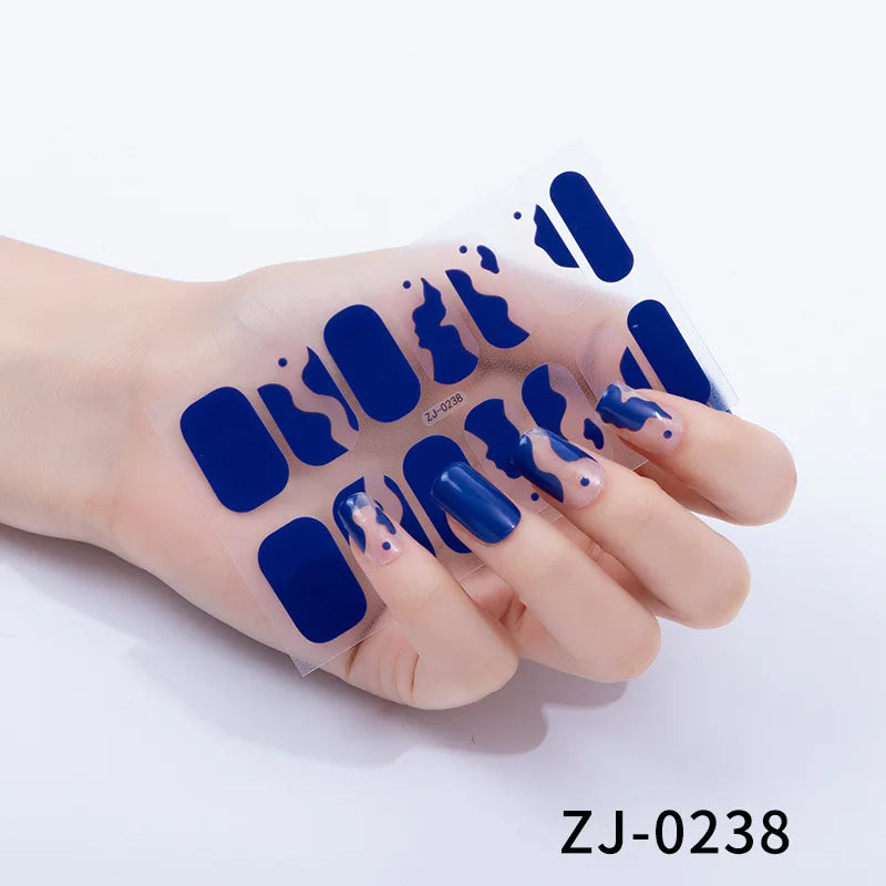 Fashionable Blue Diamonds Nail Art Stickers Collection Manicure DIY Nail Polish Strips Wraps for Party Decor Nail Stickers