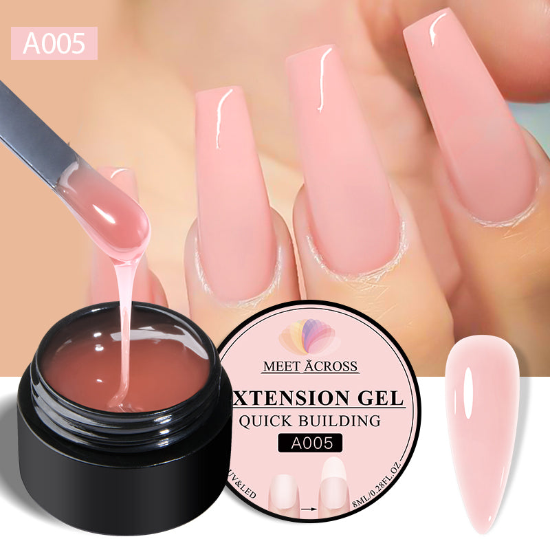 MEET ACROSS 8ML Quick Extension Nail Gel Vernis Nude Milk White Gel Nail Polish UV Semi Permanent Nails Art For Manicure Tools