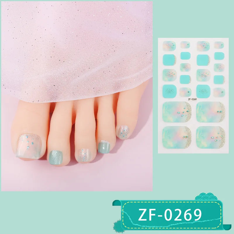 French Fake Toe Nails Set Press on Short Wearable False Nail Acrylic Nail Kits Nude Color Feet Nail Tips Removable Sticker