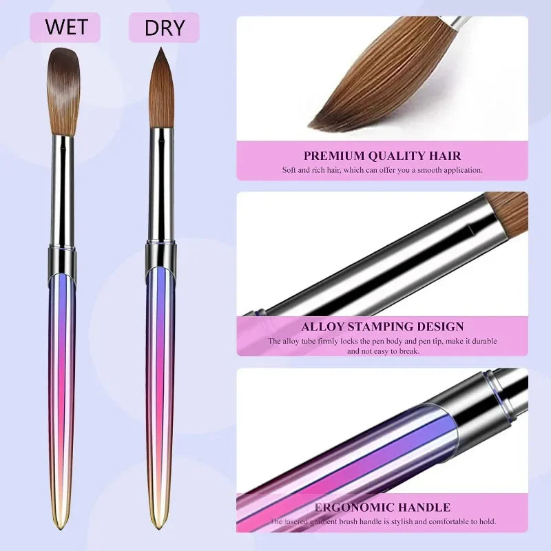 4pcs Kolinsky Acrylic Nail Brush Set Size Acrylic Powder Application Brushes Art Extension & Carving Salon Home Uñas