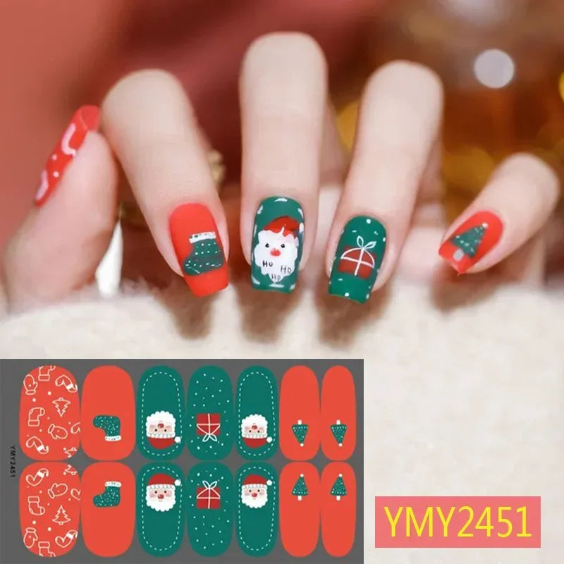 New Nail Christmas Stickers Ultra Thin Strap Plastic Nail Stickers Snow Snowman Cartoon Nail Stickers Ornaments Decals