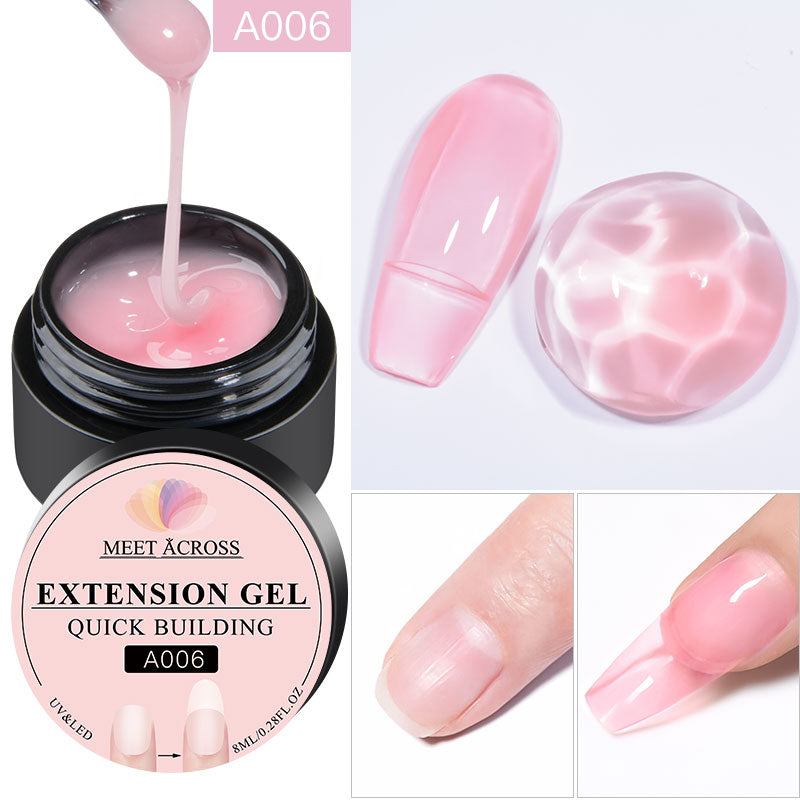 MEET ACROSS 7ml Clear Non Stick Hand Solid Extension Nail Gel Polish Carving Flower Nail Art Building UV Gel Acrylic Varnish