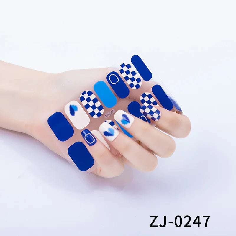 Fashionable Blue Diamonds Nail Art Stickers Collection Manicure DIY Nail Polish Strips Wraps for Party Decor Nail Stickers