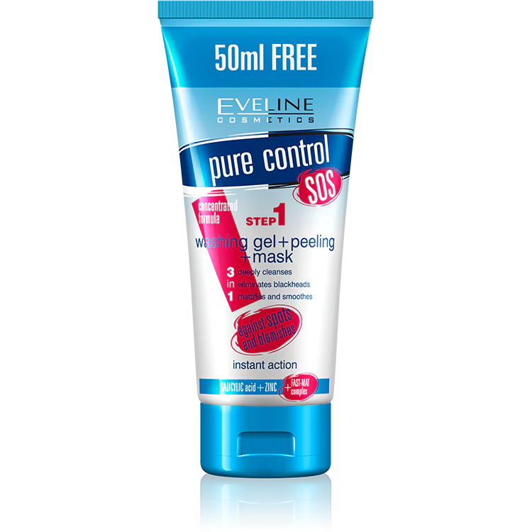 EVELINE Pure Control Washing Gel + Peeling + Mask 150 ML