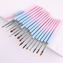 15Pcs Nail Art Brush French Painting Acrylic Brush Flower Design Line Drawing Pen Nail Gel Brush DIY ManicureAcrylic Nail Brush