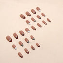 Long Stiletto False Nails wave Peals Wearable decorated French Fake Nails Press On Nails Leopard print Almond Manicure Tip