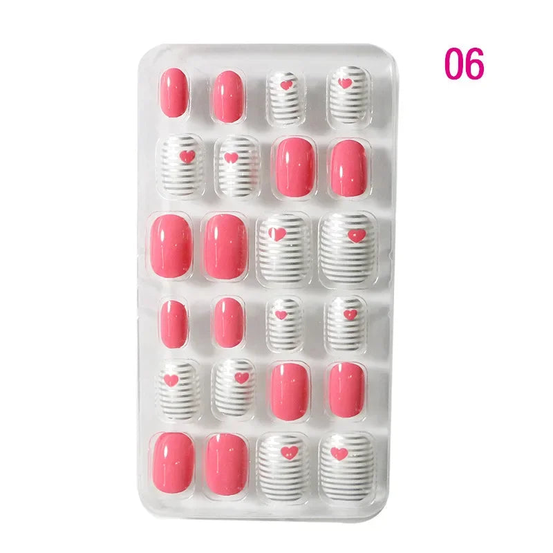 Finger Princess Nail 24PCS/1Box Bag Wearable Nails Nail Finished Nailes for Children Patch Nail Finished False