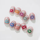 Kawaii False Nails Stickers Full Cover Mouth Monster Press on Nail Art Sticker Ins Style Waterproof Peelable Nail Stickers New