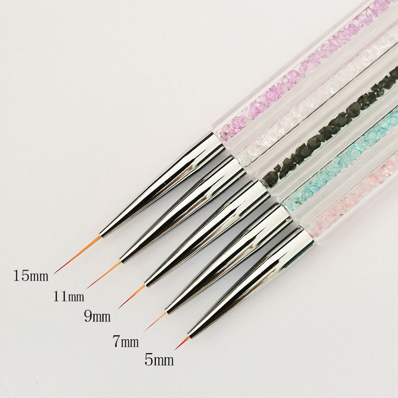 5Pcs/Set Dual End Nail Art Dotting Pen Acrylic Drawing Liner Flower Brush Rhinestone Crystal UV Gel Painting Manicure Tool Nail