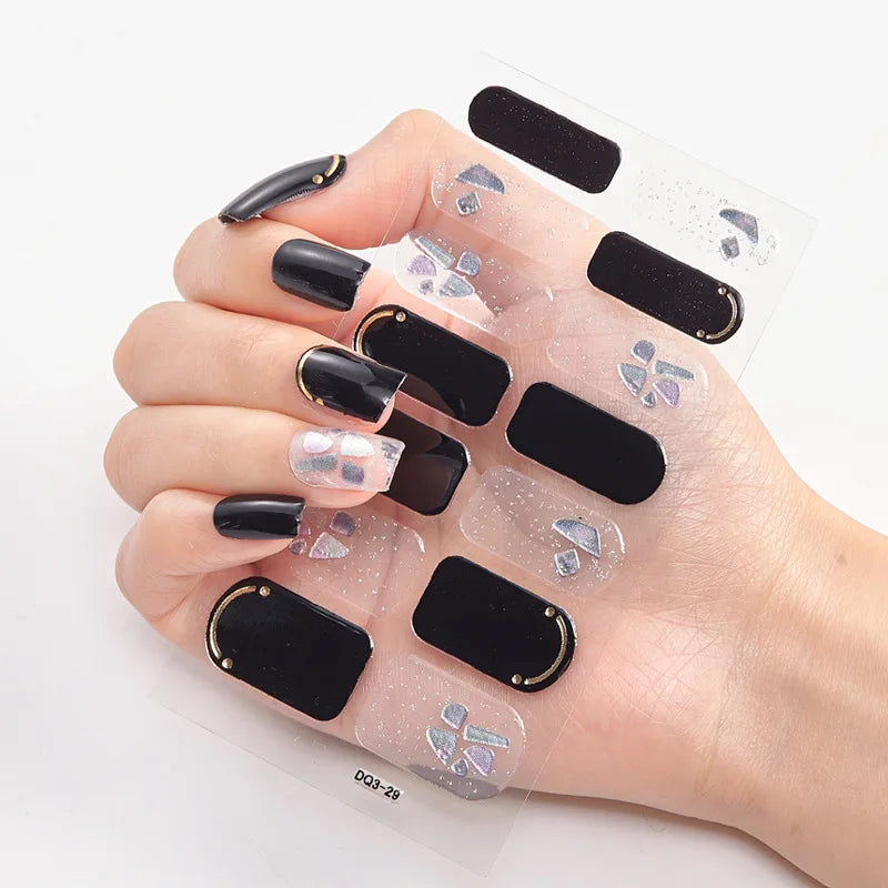 Fashionable Blue Diamonds Nail Art Stickers Collection Manicure DIY Nail Polish Strips Wraps for Party Decor Nail Decals