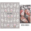 Harunouta 5D Embossed Nail Stickers Lily of the Valley Tulip Leaves Lines Gel Polish Decals Wedding Flower Engraved Slider