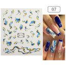 Golden Wave Line 3D Nail Sticker Marble Blue Geometry Abstract Nail Art Sliders French Liner Decals Manicure Decorations