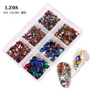 Box 3D Crystal Nail Art Rhinestone Gold Silver Clear All Color Bottom Flat Mixed Shape DIY Nail Art Decoration In 6 Grids