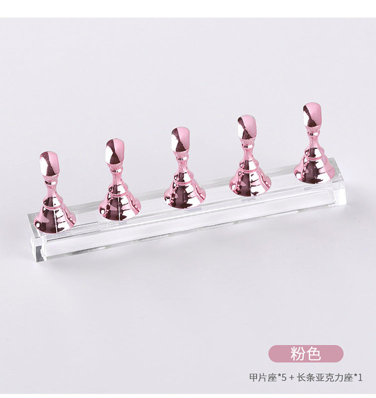 10.5X7X1.5cm 5Pcs Magnetic Multi-color Magnet Nail Tip Display Work Stand Set Press On Nail Tool Nail Art Practice Showing Shelf