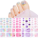 French Fake Toe Nails Set Press on Short Wearable False Nail Acrylic Nail Kits Nude Color Feet Nail Tips Removable Sticker