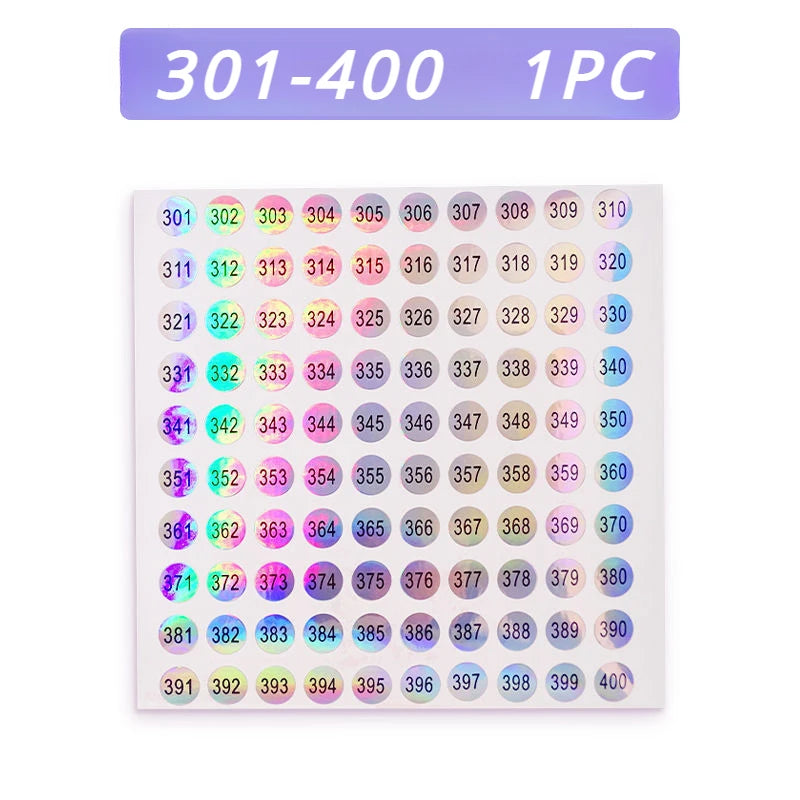 Nail Polish Bottle Number Number Sticker Circular Laser Waterproof Coded Album Label 1-500 Serial Number Nail Stickers Nail Wrap