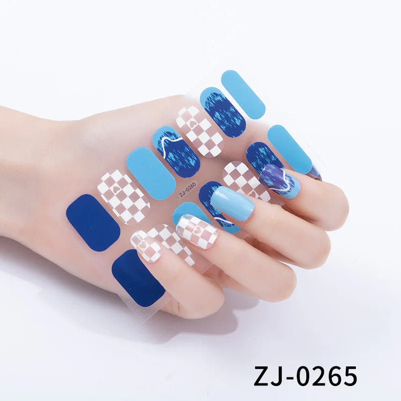 Fashionable Blue Diamonds Nail Art Stickers Collection Manicure DIY Nail Polish Strips Wraps for Party Decor Nail Stickers