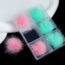 6Pcs Fluffy Fur Pompom Mink Pom Poms Nail Art Jewelry Detachable Magnetic Hairball Manicure Decoration Accessorie DIY Design New