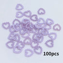 New 3D100Pcs/Bag Hollow Heart Pearl Charms White Pink Purple Nail Art Round Pearl Flatback Nail Decoration DIY Nail Accessories