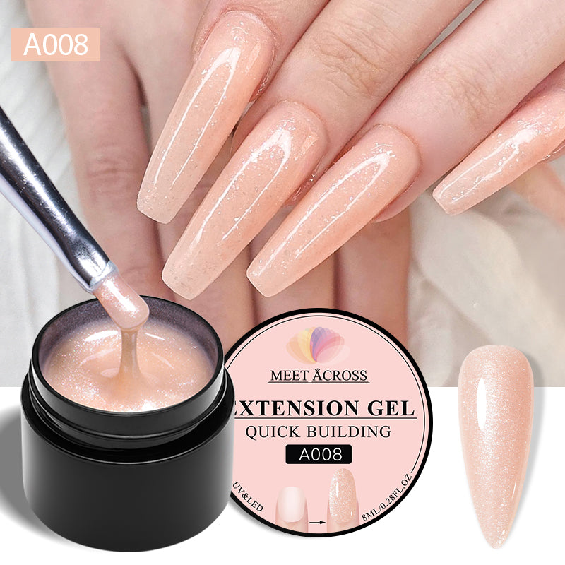 MEET ACROSS 8ML Quick Extension Nail Gel Vernis Nude Milk White Gel Nail Polish UV Semi Permanent Nails Art For Manicure Tools