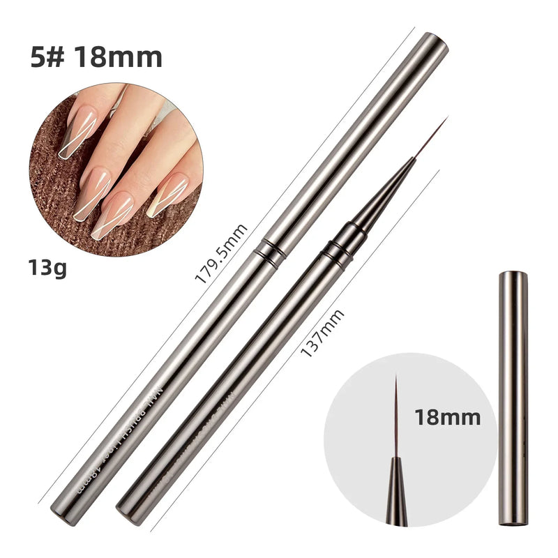 Nail Liner Brush Set Drawing Line Stripe Painting Flower Pen Metal Handle Nail Brushes Nail Art Manicure Tool New 6/9/12/15/18mm