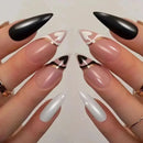 Long Stiletto False Nails wave Peals Wearable decorated French Fake Nails Press On Nails Leopard print Almond Manicure Tip