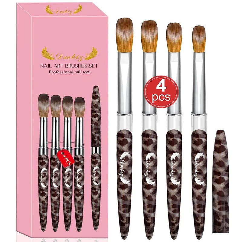 4pcs Kolinsky Acrylic Nail Brush Set Size Acrylic Powder Application Brushes Art Extension & Carving Salon Home Uñas