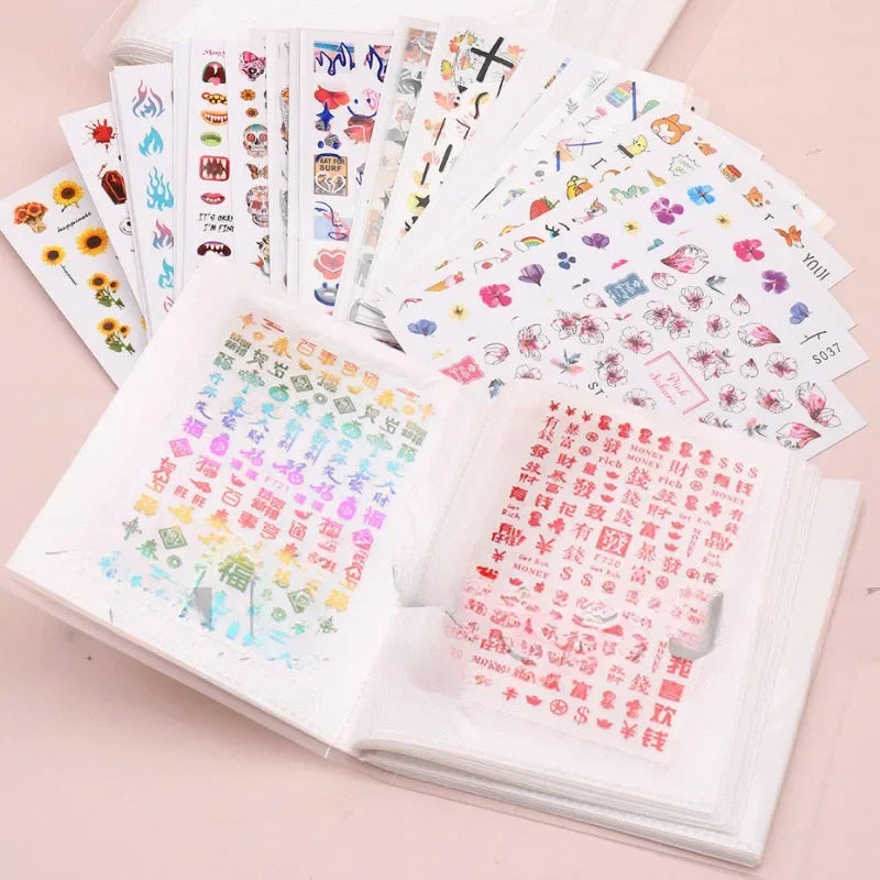 Nail Stickers Storage Book Empty Collection Book Holder Display Showing Shelf Decal Photo Album Manicure Tools Nails Accessories