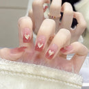 Press-on Nails Fake Nails Shining Extension Nail French Blush Magic Mirror Gold Powder Nail Manicure Removable Nail Patch