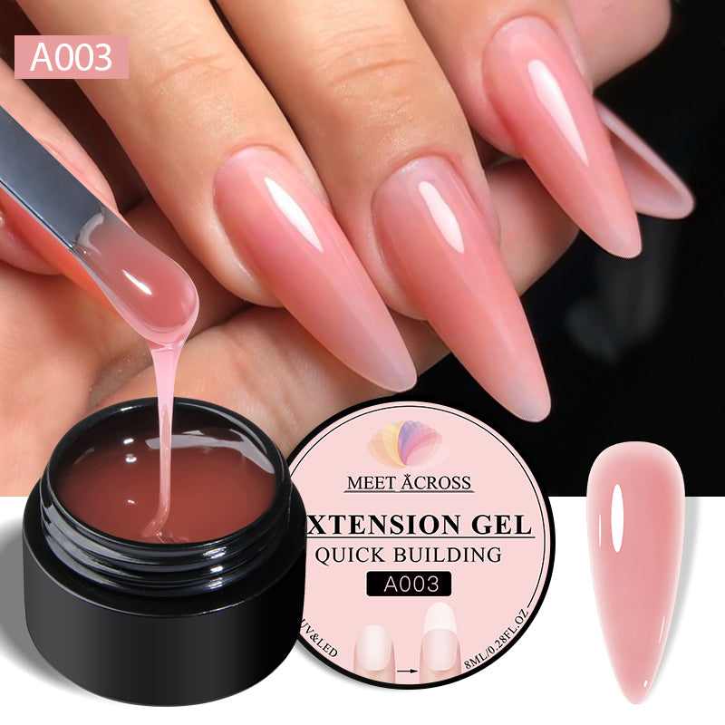 MEET ACROSS 8ML Quick Extension Nail Gel Vernis Nude Milk White Gel Nail Polish UV Semi Permanent Nails Art For Manicure Tools