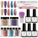 MEET ACROSS Dipping Nail Powder Set Glitter Nude Red Pink Purple Natural Dry Dipping Nail Powder System Kit Nail Art Manicure