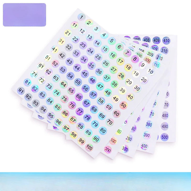 Nail Polish Bottle Number Number Sticker Circular Laser Waterproof Coded Album Label 1-500 Serial Number Nail Stickers Nail Wrap