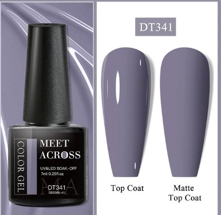 MEET ACROSS 7ml Gel Nail Polish Spring 140 Colors For Fall Decoration Semi Permanent Matte Top Coat Nail Art UV Gel Varnish