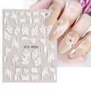 Harunouta 5D Embossed Nail Stickers Lily of the Valley Tulip Leaves Lines Gel Polish Decals Wedding Flower Engraved Slider