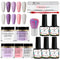 MEET ACROSS Dipping Nail Powder Set Glitter Nude Red Pink Purple Natural Dry Dipping Nail Powder System Kit Nail Art Manicure