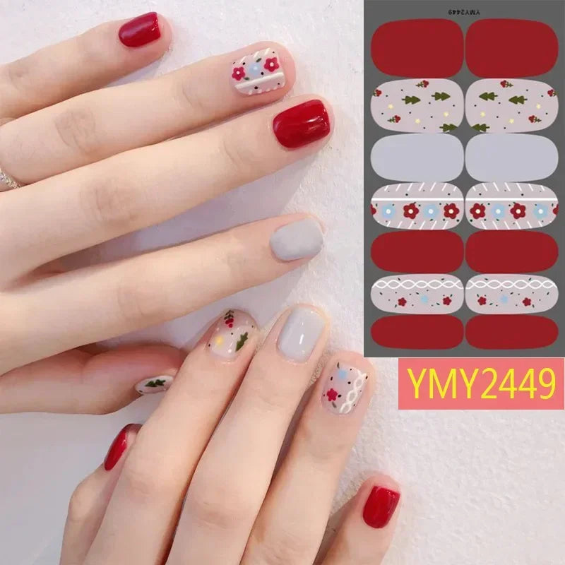 New Nail Christmas Stickers Ultra Thin Strap Plastic Nail Stickers Snow Snowman Cartoon Nail Stickers Ornaments Decals