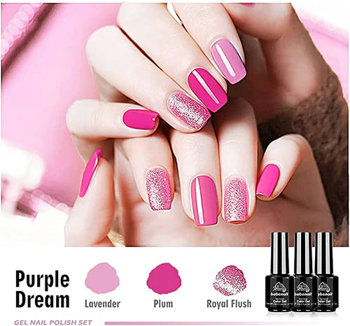 Lavender , Plum & Royal Flush , BabeNail Gel Nail Polish, Soak Off 21+ Days Long Lasting Nail Gel Polish 5ml