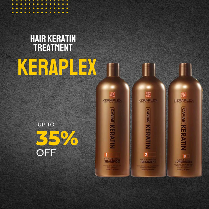 Caviar Keratin Hair Treatment Set - Shampoo and Conditioner, 1000ml per Bottle