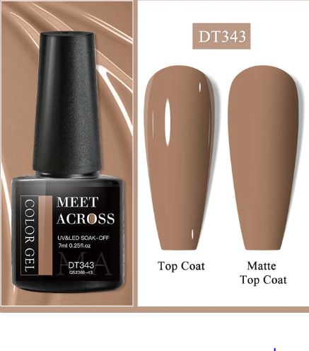 MEET ACROSS 7ml Gel Nail Polish Spring 140 Colors For Fall Decoration Semi Permanent Matte Top Coat Nail Art UV Gel Varnish