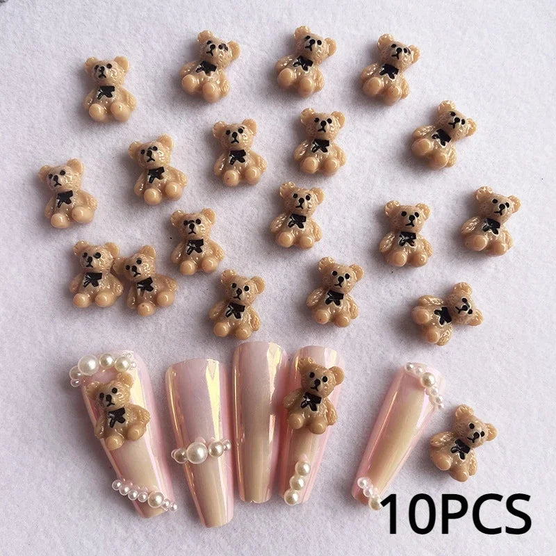 Alphabet Cartoon Bear Accessories Resin Diy Nail Decoration Handmade Materials Nail Supplies Kit Nail Decoration Charms Art