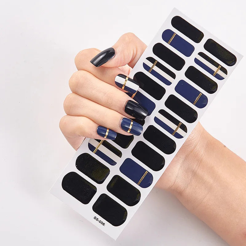 Fully Attached Finished Nail Plate Strips Semi Cured Gel Stickers Required Gel Polish Wraps Gel Art Stickers for Women Girls