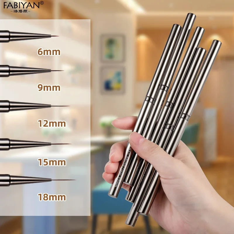 Nail Liner Brush Set Drawing Line Stripe Painting Flower Pen Metal Handle Nail Brushes Nail Art Manicure Tool New 6/9/12/15/18mm