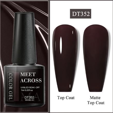 MEET ACROSS 7ml Gel Nail Polish Spring 140 Colors For Fall Decoration Semi Permanent Matte Top Coat Nail Art UV Gel Varnish