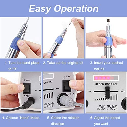 Nail Drill Electric Nail File Nail Drills for Acrylic Nails Professional 30000RPM Manicure Tools Nail Stuff Acrylic Nail Drill for Nail Dip Kit Acrylic Powder Poly Nail Gel B-01