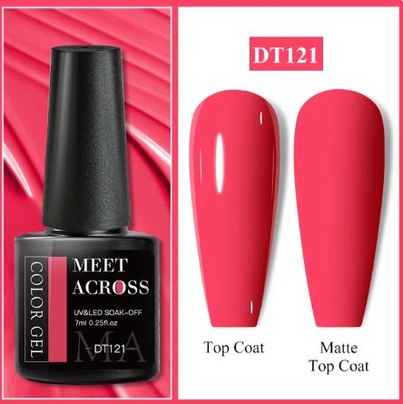 MEET ACROSS 7ml Gel Nail Polish Spring 140 Colors For Fall Decoration Semi Permanent Matte Top Coat Nail Art UV Gel Varnish