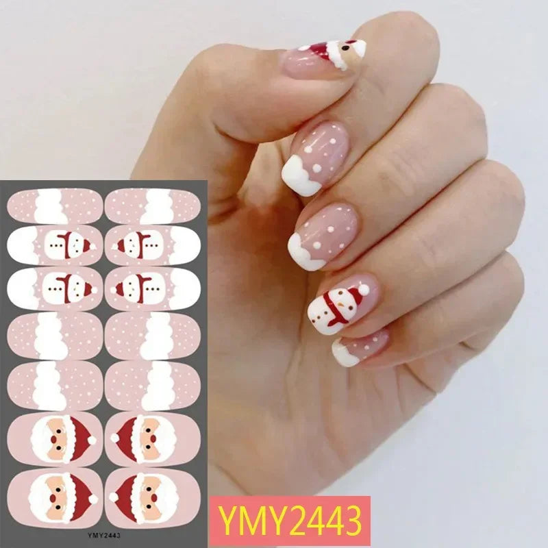 New Nail Christmas Stickers Ultra Thin Strap Plastic Nail Stickers Snow Snowman Cartoon Nail Stickers Ornaments Decals